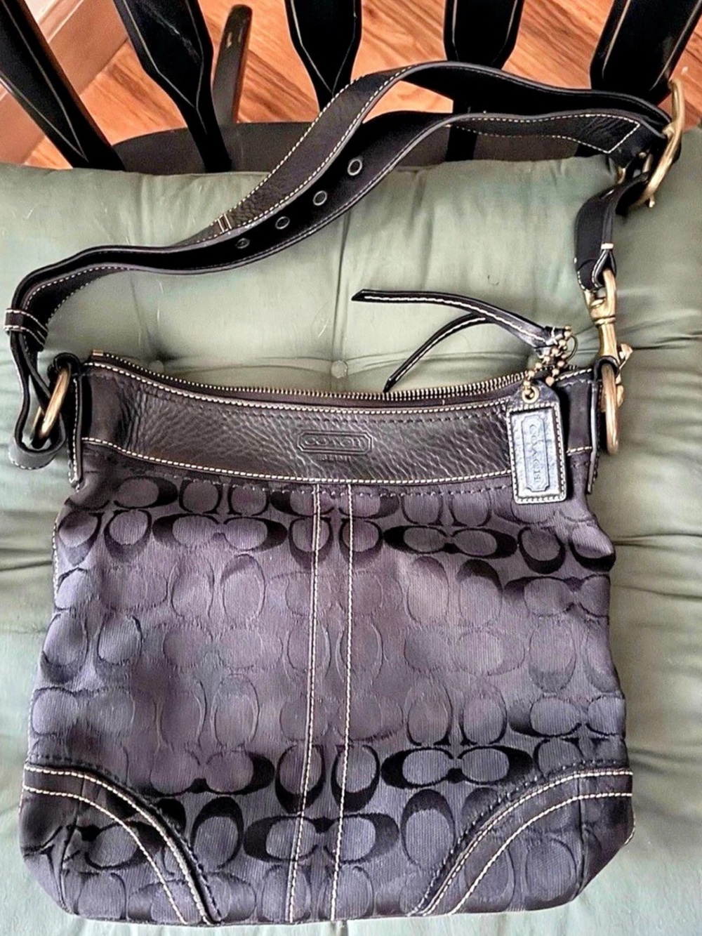 Coach Vintage Legacy Bag Shoulder Jacquard Leather Bag Black